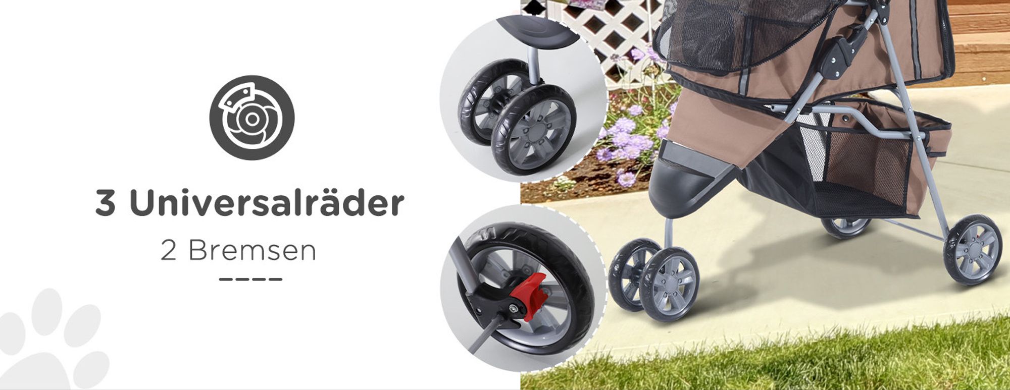 PawHut Hundewagen Hundebuggy Katzenwagen Tierbuggy Pet Stroller Hunde 4 Farben