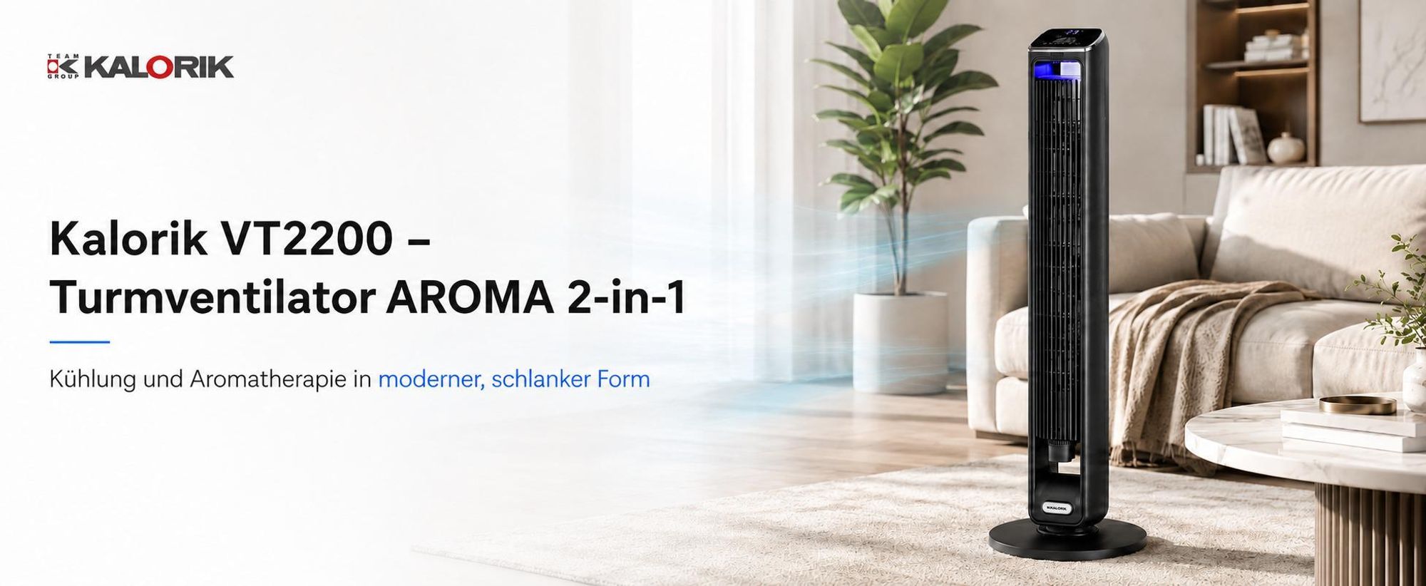 Turmventilator Standventilator Leise Aromatherapie 55W Oszillation Timer Vt2200