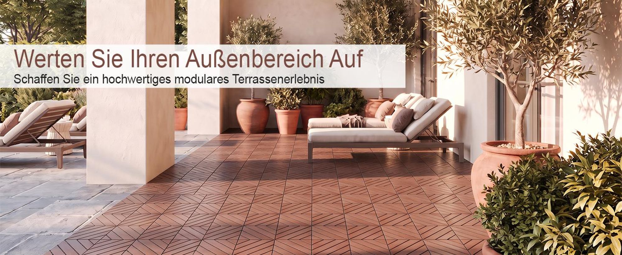 44 Stück Terrassenfliesen Stecksystem Klickfliesen Dielen für Terrasse Garten Balkon Pool[Braun - Schräge Streifen]