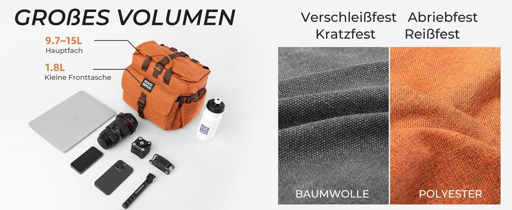 ROCKBROS Fahrradlenkertasche für Brompton Multifunktionale Lenkertasche Schwarz