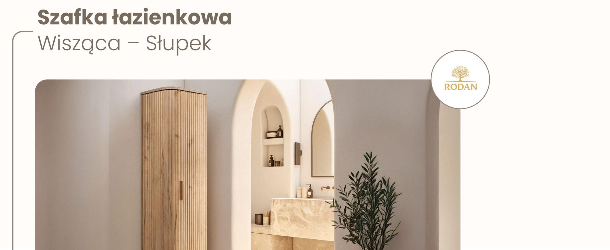 Szafka Łazienkowa - Wisząca - 139 Cm - Brązowa - Ryflowana
