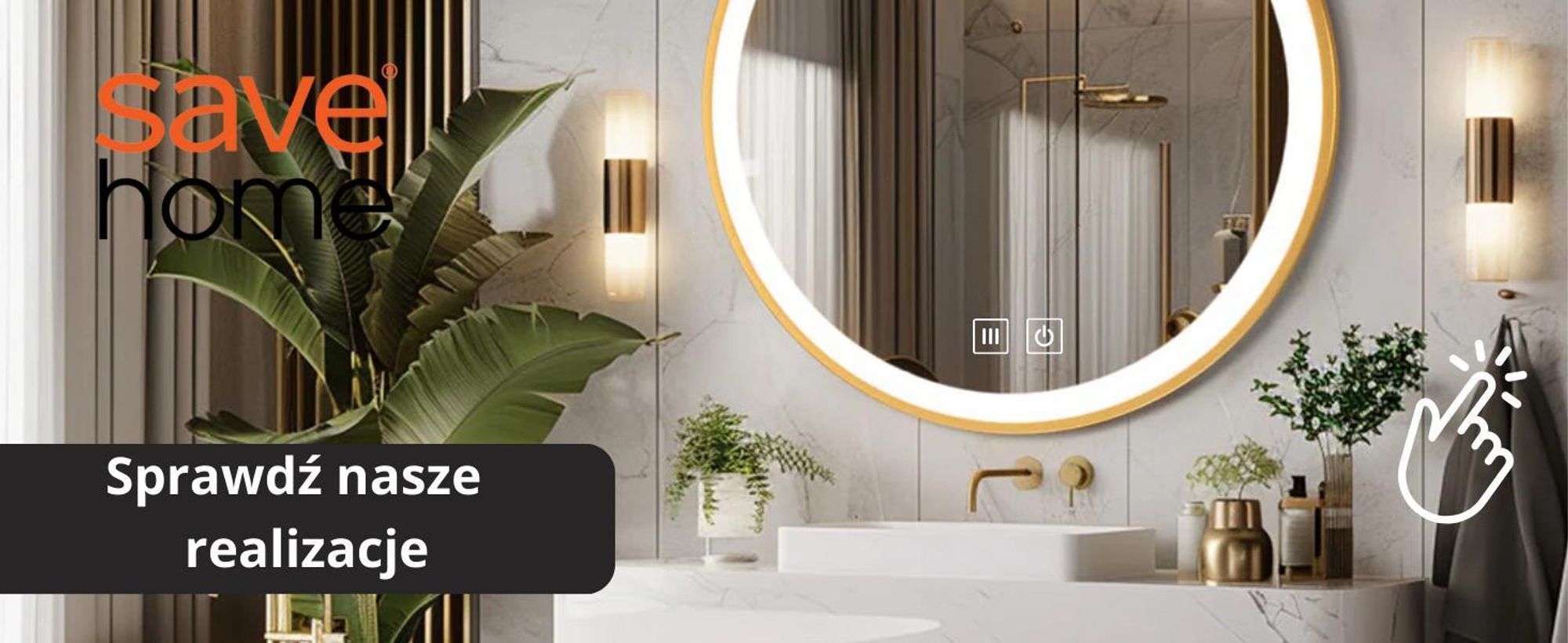 SAVE ®HOME Okrągłe lustro łazienkowe LED - 60 cm - PODŚWIETLANE - RAMA ZŁOTA - 3 BARWY ŚWIATŁA - ŚCIEMNIALNE - BEZ PARY - DOTYKOWE - LUSTRO ŚCIENNE