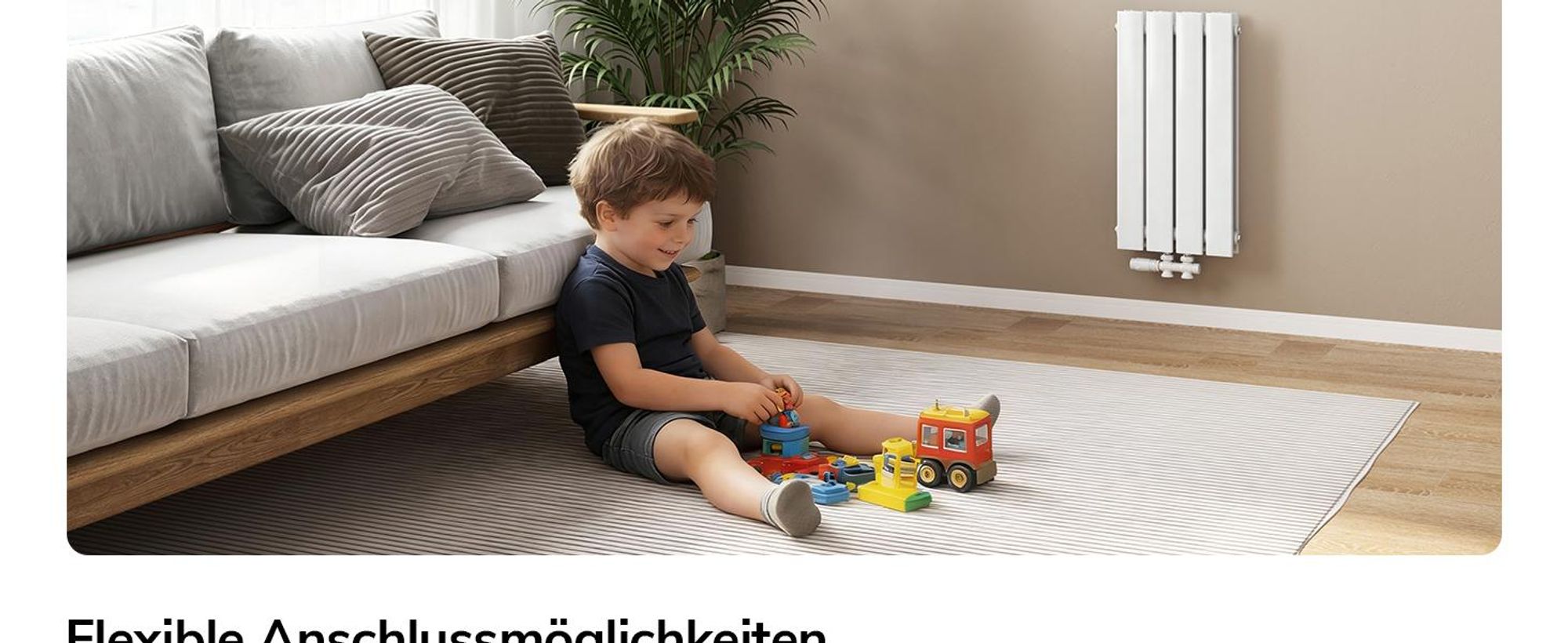 EMKE Heizkörper Flach 60 x 30,4 cm Doppellagig 384 W Weiß Design Paneelheizkörper