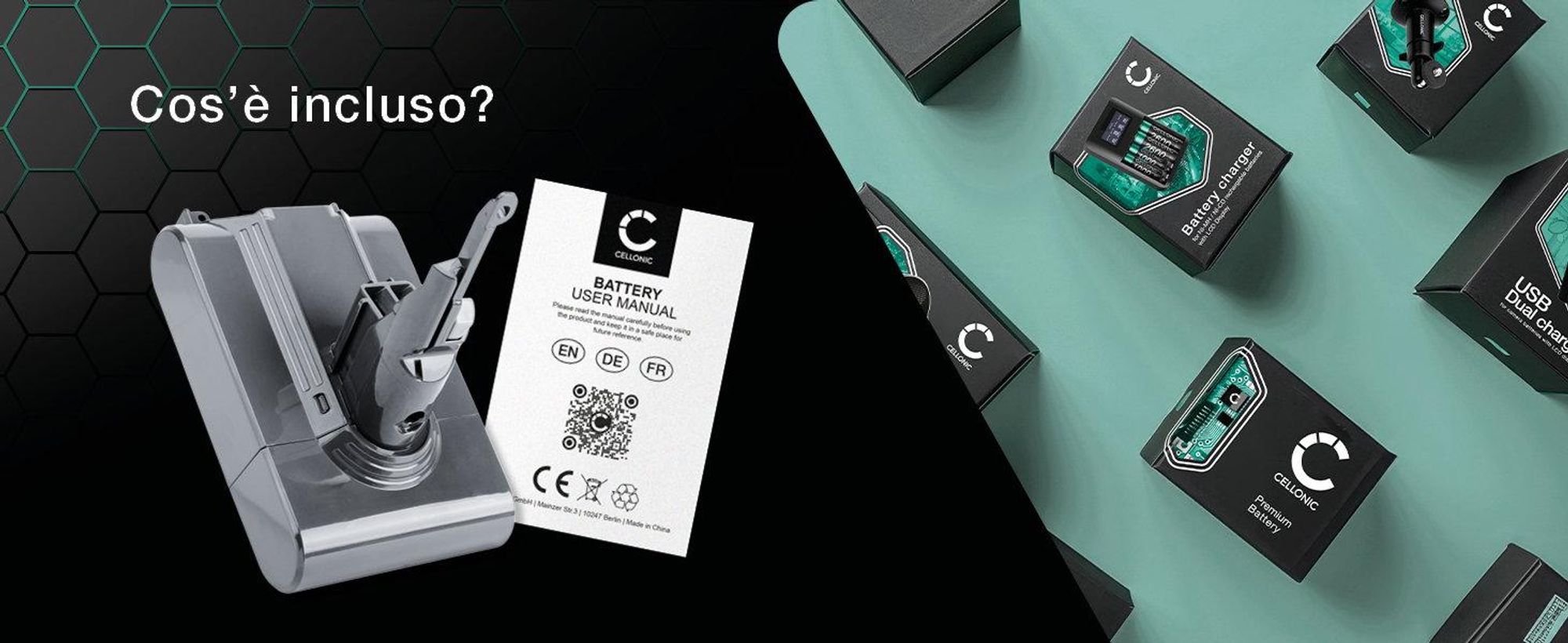 CELLONIC 1x Batteria per Aspirapolvere Compatibile con Dyson V7, V7 Animal Pro plus, V7 Absolute Extra, 225403 – (2500mAh, 21.6V)
