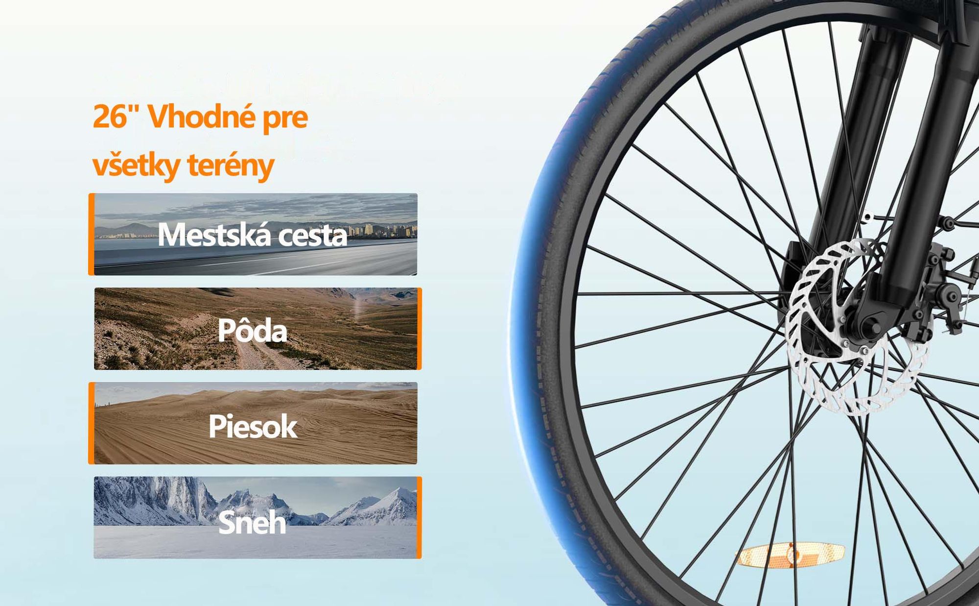 Elektrický bicykel URLIFE E26 - Motor 250W Batéria 48V10.4Ah 26-palcové pneumatiky Kotúčové brzdy - Čierny