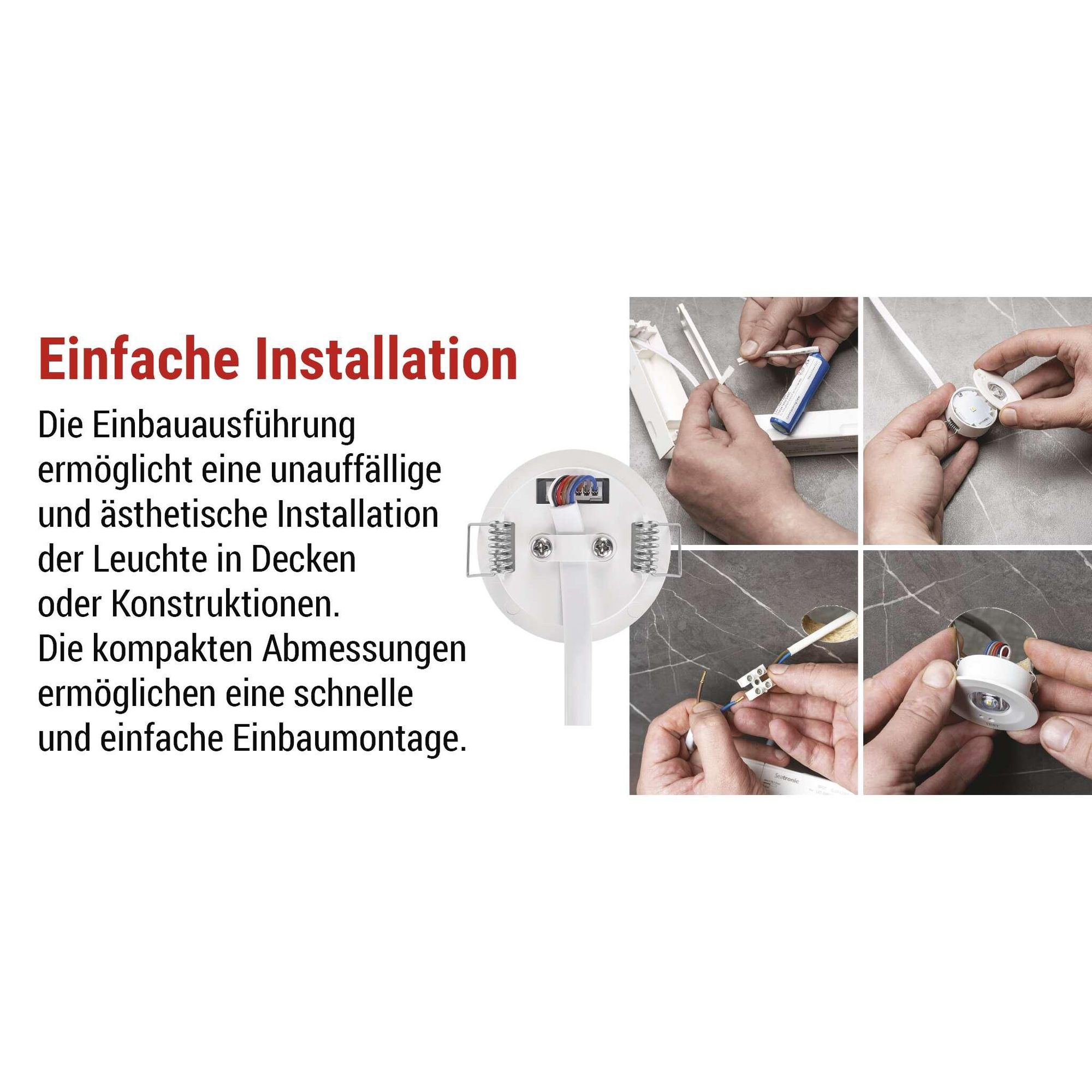 EMOS LED-Sicherheitsleuchte ORSU 1W mit 2 Linsen und Akku, mit Auto-Testfunktion, 3 Std. Notfall-Modus, Einbaumontage, kaltweiß, für Innen, ZN1330