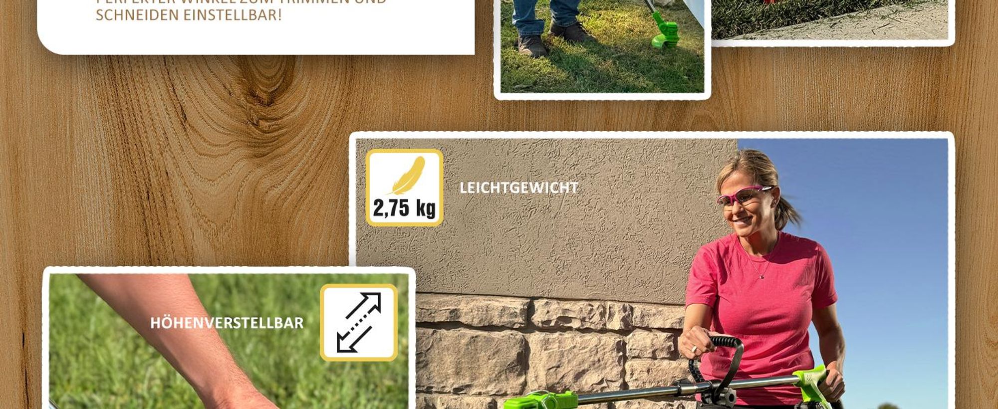 Genius Rotorazer Akku Rasentrimmer (22tlg.) Rasenkantenschneider Freischneider 8 in 1 mit Akku, einstellbarer Schnitttiefe, 7 Messerscharfe Klingen