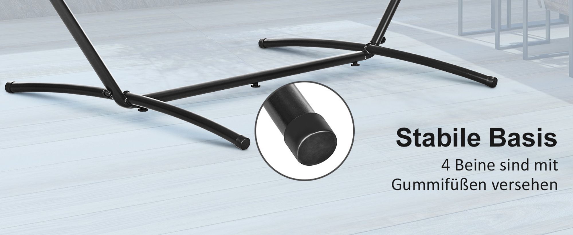 Outsunny Hängemattengestell Metall mit Haken 280x120x110 cm bis 120KG belastbar