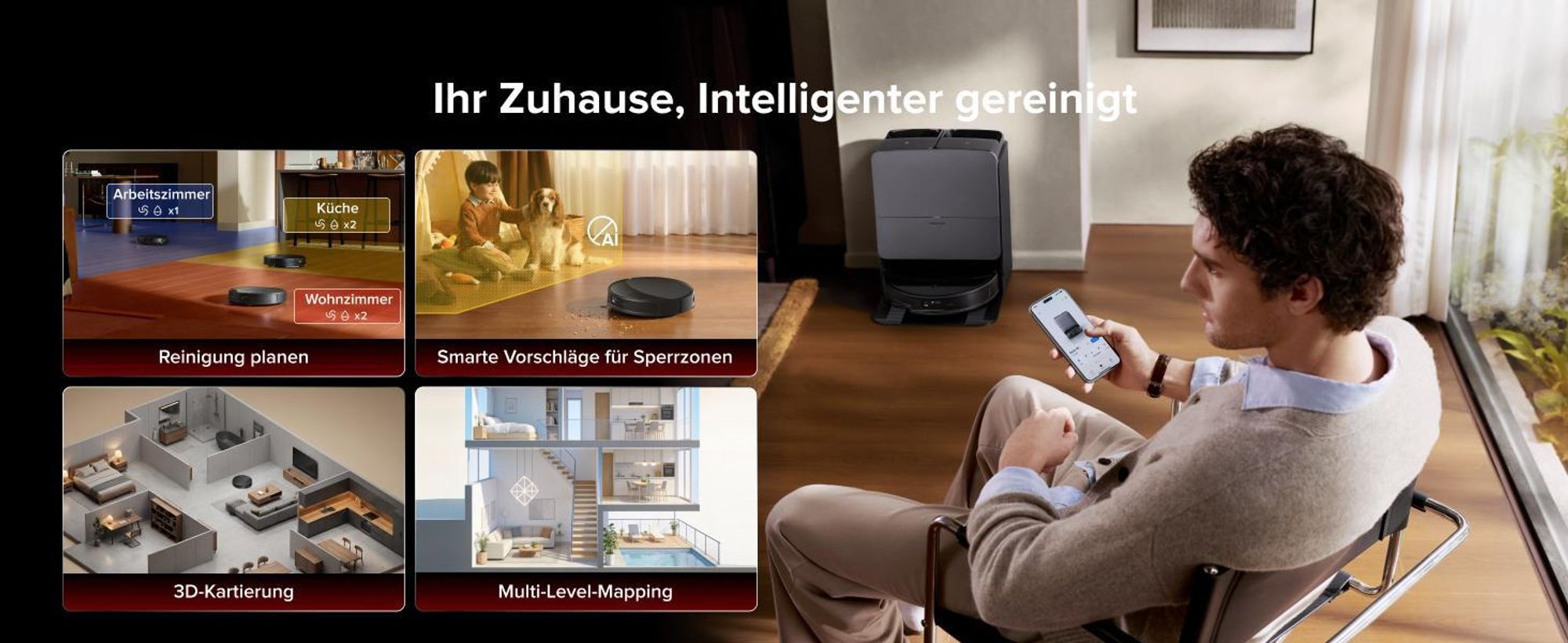 Roborock Saros 20 Set Saugroboter mit Wischfunktion, 36,000 Pa(Upgrade von Saros 10R), AdaptiLift Chassis 3.0, 100 °C Heißwasser-Moppwäsche
