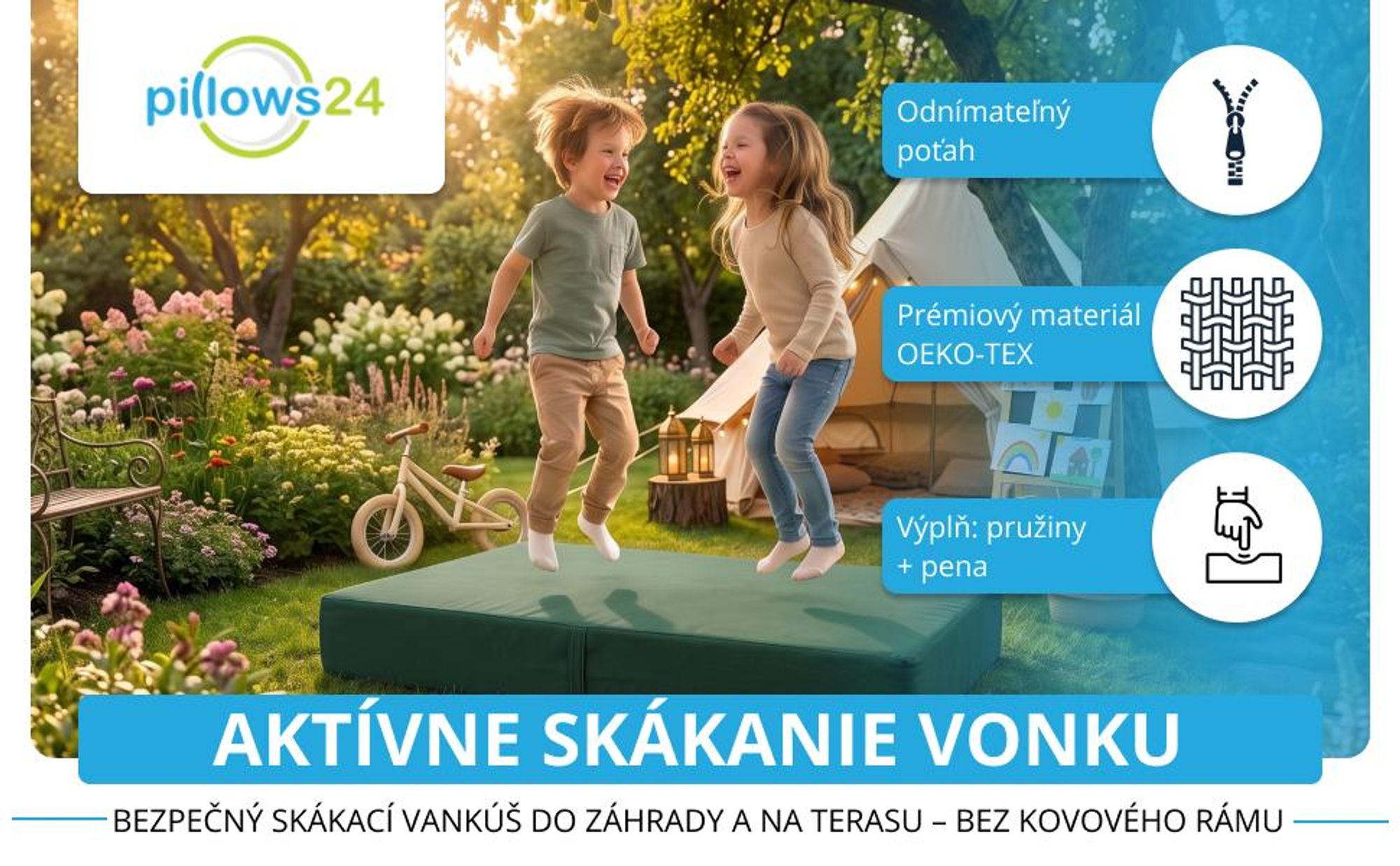 vankúš matrac detská trampolína vonku veľká skákanie poskakovanie trampolínová hracia