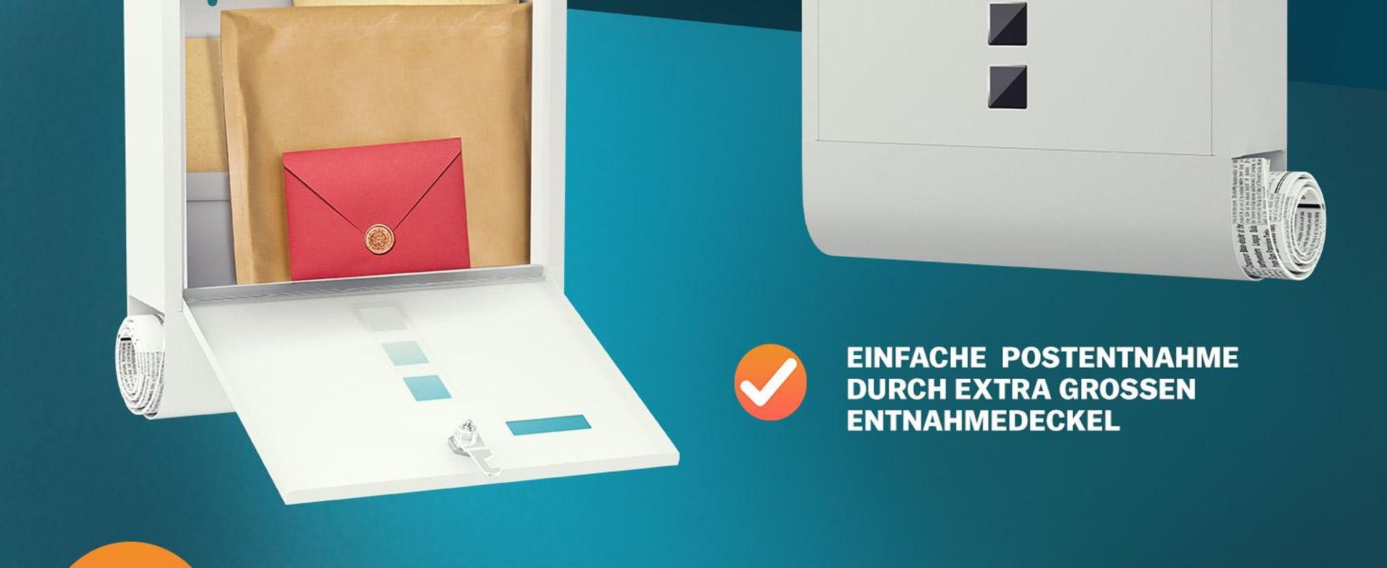 MONZANA® Briefkasten Kreuzschloss mit Kupfer-Schließzylinder drehbare Abdeckung 31x10x34 cm Sichtfenster Namensschild Zeitungsfach einfache Montage legierter Stahl 2 Schlüssel Postkasten Weiß
