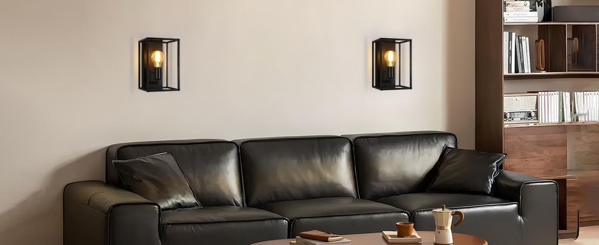 TOKIUS Wandlampe Vintage 16CM Wandleuchte Innen Im Industrial Design Retro E27 Lampe Aus Holz Eisen Käfig Lampenschirm Verstellbare Deckenleuchte Für Flur Wohnzimmer (Schwarz, 1 Stück