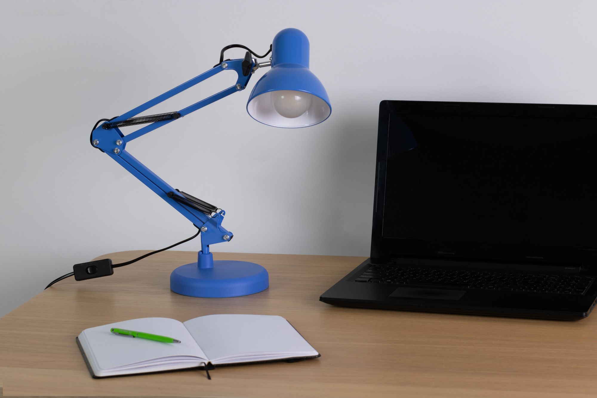 LUMILED Schreibtischlampe klassisch Leselampe Blau Tischleuchte Tischlampe Verstellbarer Arm mit E27 Retro aus Metall Schreibtischleuchte