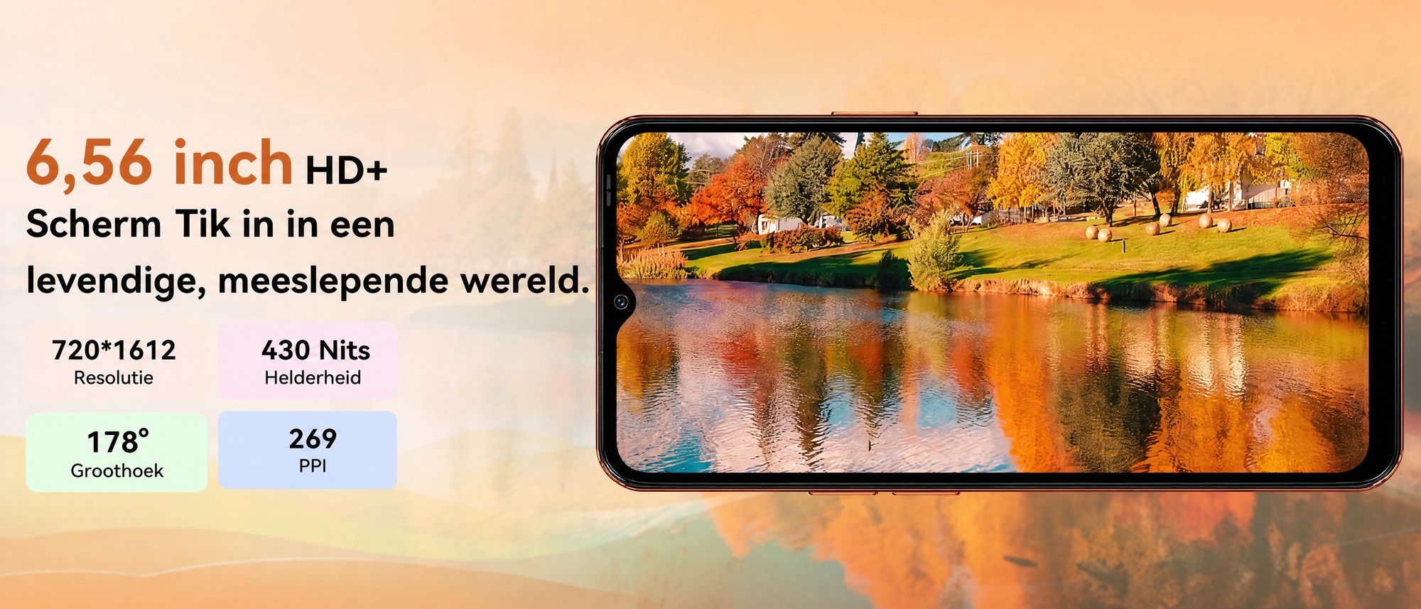Blackview WAVE 7C smartphone, zonder abonnement, 6,56 inch, Android 16, 16GB + 64GB/2TB (TF-kaart), gezichtsherkenning, 5000mAh batterij, 32MP camera, dual-SIM, WiFi 5, IP54 (stof- en spatwaterdicht)