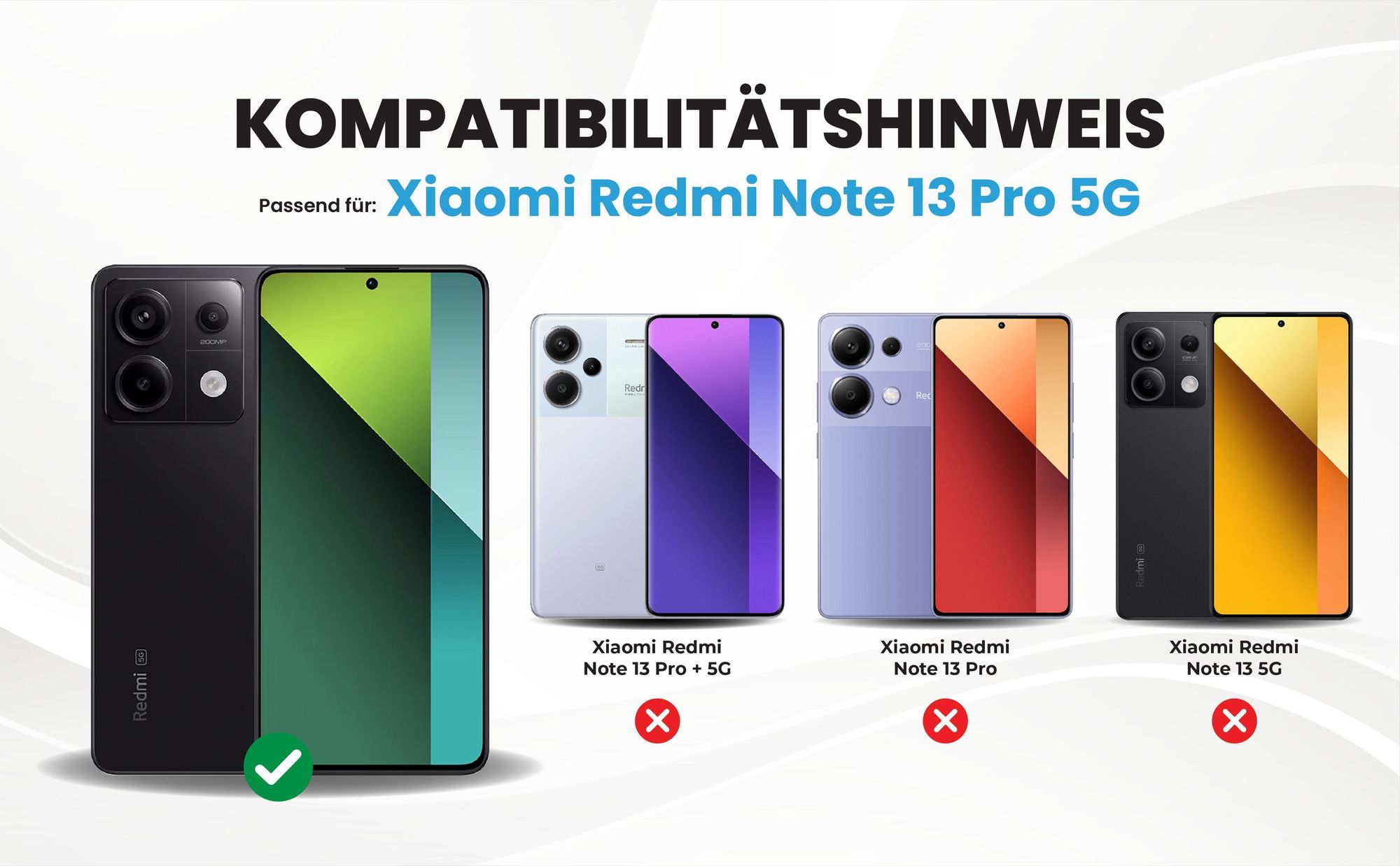 Kompatibilitätshinweise Hülle für Xiaomi Redmi Note 13 Pro 5G