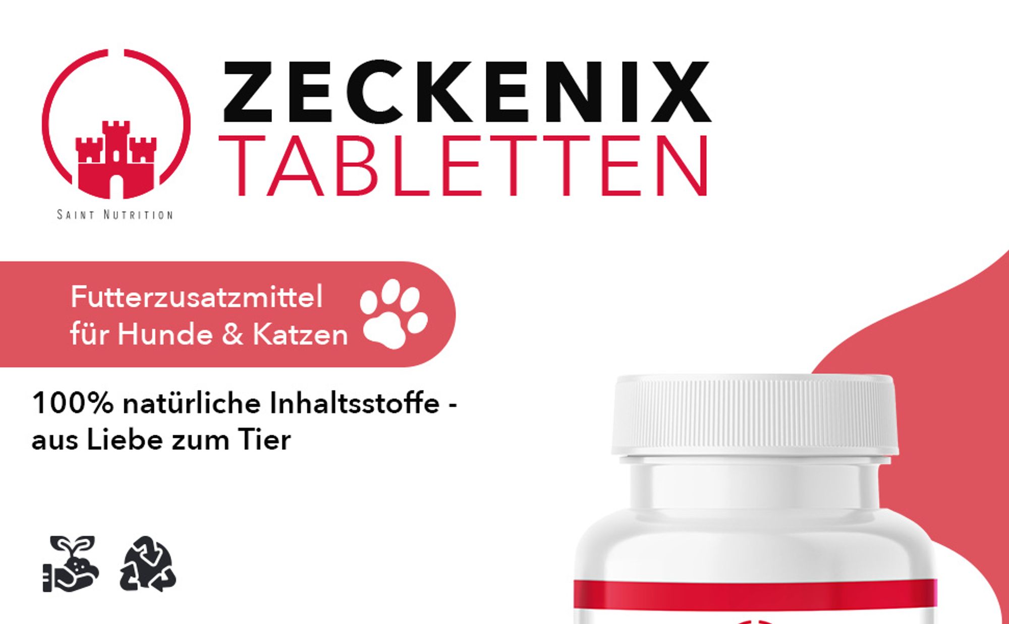 Saint Nutrition® Zeckenix - Zecken Tabletten – zum Schutz vor Zeckenbefall – für Hunde und Katzen – Zeckenschutz Hund – Zeckentabletten – Zeckenmittel
