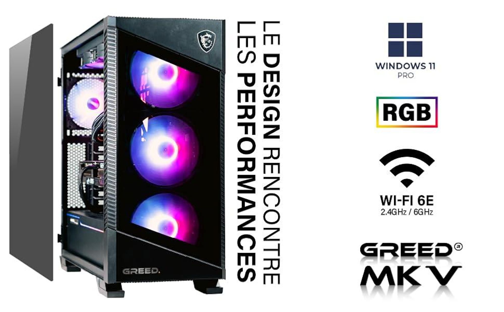 Greed® MK5 Intel - PC Gamer - Intel Core i7 12700F + Geforce RTX 5070 12 Go - Raytracing - 4,9 GHz - 32 Go RAM DDR5 - SSD 1 To - WiFi + Windows 11 Pro