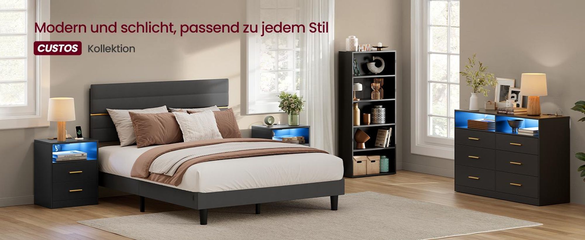 VASAGLE Beistelltisch mit Schubladen, 2er Set, Nachttisch aus Holz, Schlafzimmer, Massivholzbeine, schwarz