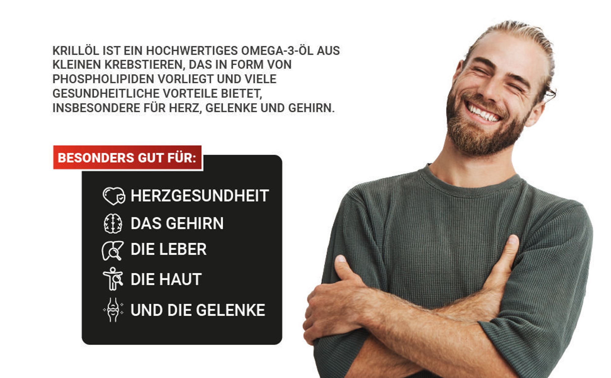 Adema Natural® Krillöl – Omega 3 - Astaxanthin – Entzündungen reduzieren – Arthrose – Krill Öl – unterstützt Herz, Gehirn und Gelenke – Immunsystem