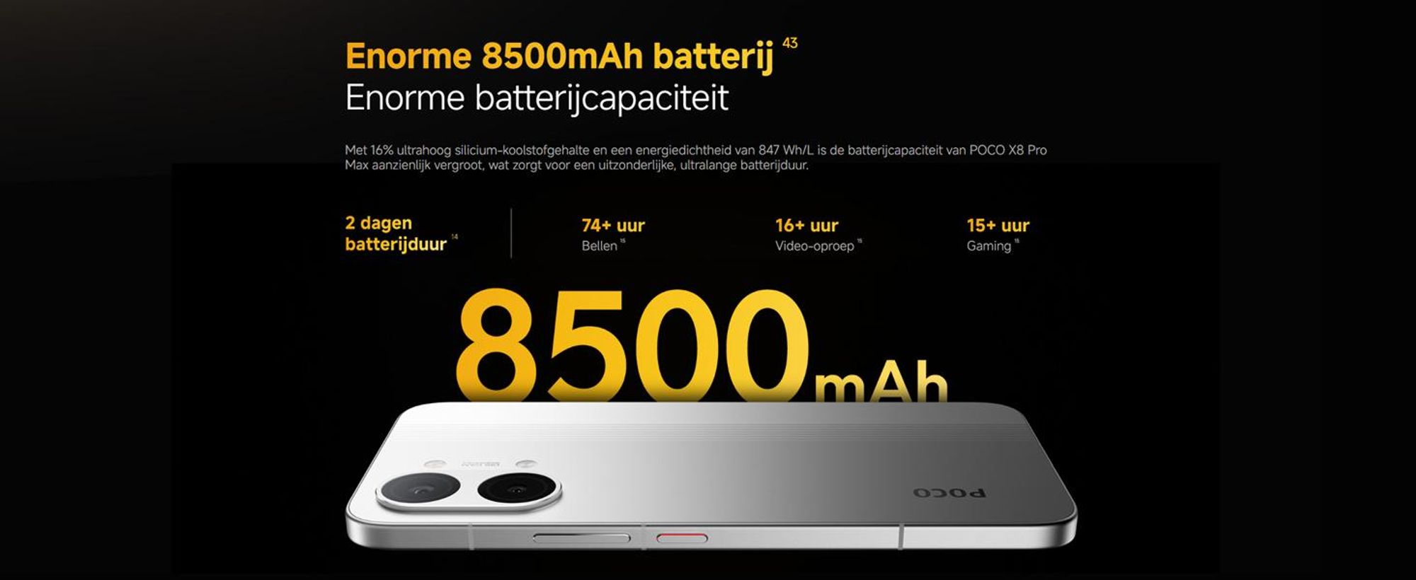 XIAOMI Poco X8 Pro Max 5G Smartphone, 12GB/512GB, 6,83" scherm, 8500mAh batterij, blauw + oplader