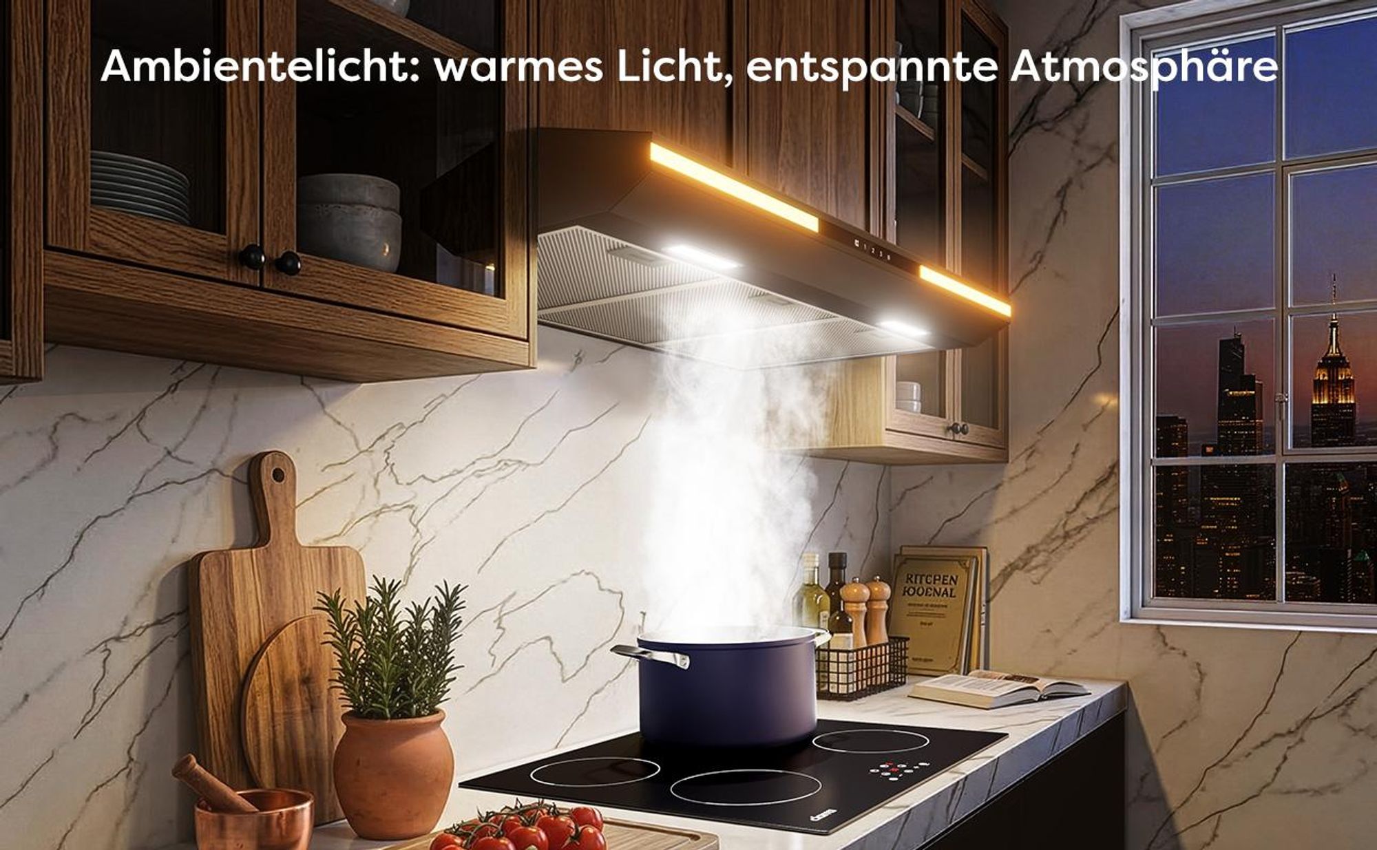 CIARRA Dunstabzugshaube 90cm 300 m³/h Einbau-Dunstabzugshaube SensorTouch 3 Stufen mit LED Leise Abluft & Umluft VM90921B