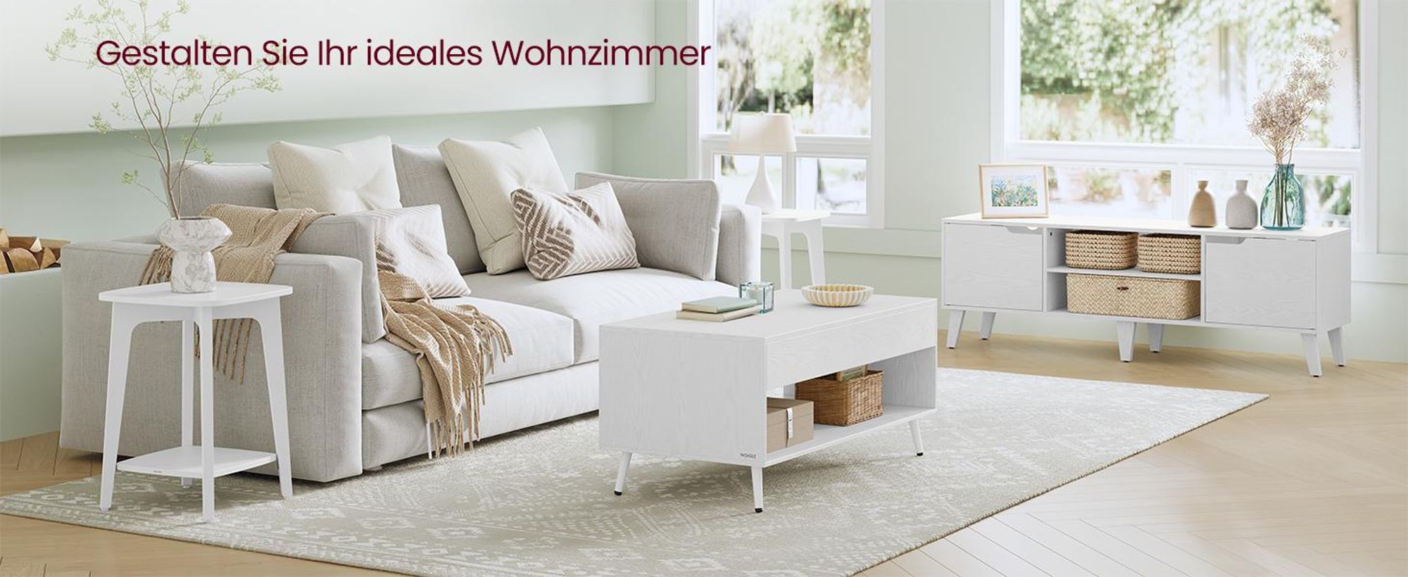 VASAGLE Wohnzimmertisch, höhenverstellbarer Couchtisch, verstecktes Fach, für Homeoffice, offenes Fach, weiß