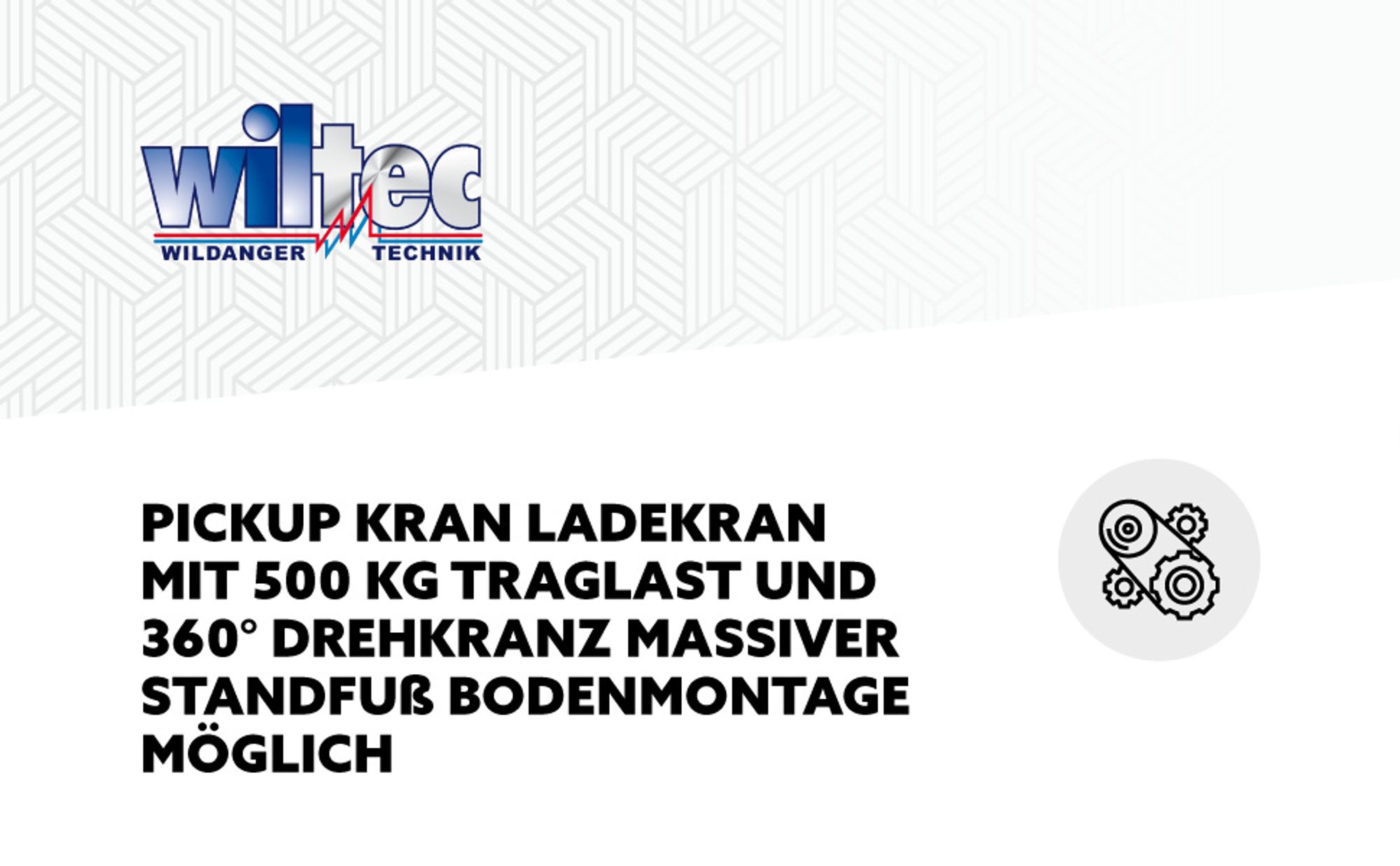 Wiltec Pickup Kran Ladekran 0-1861 mm Höhe, 500 kg Traglast und 360° Drehkranz, massiver Standfuß zur Bodenmontage, Werkstattkran