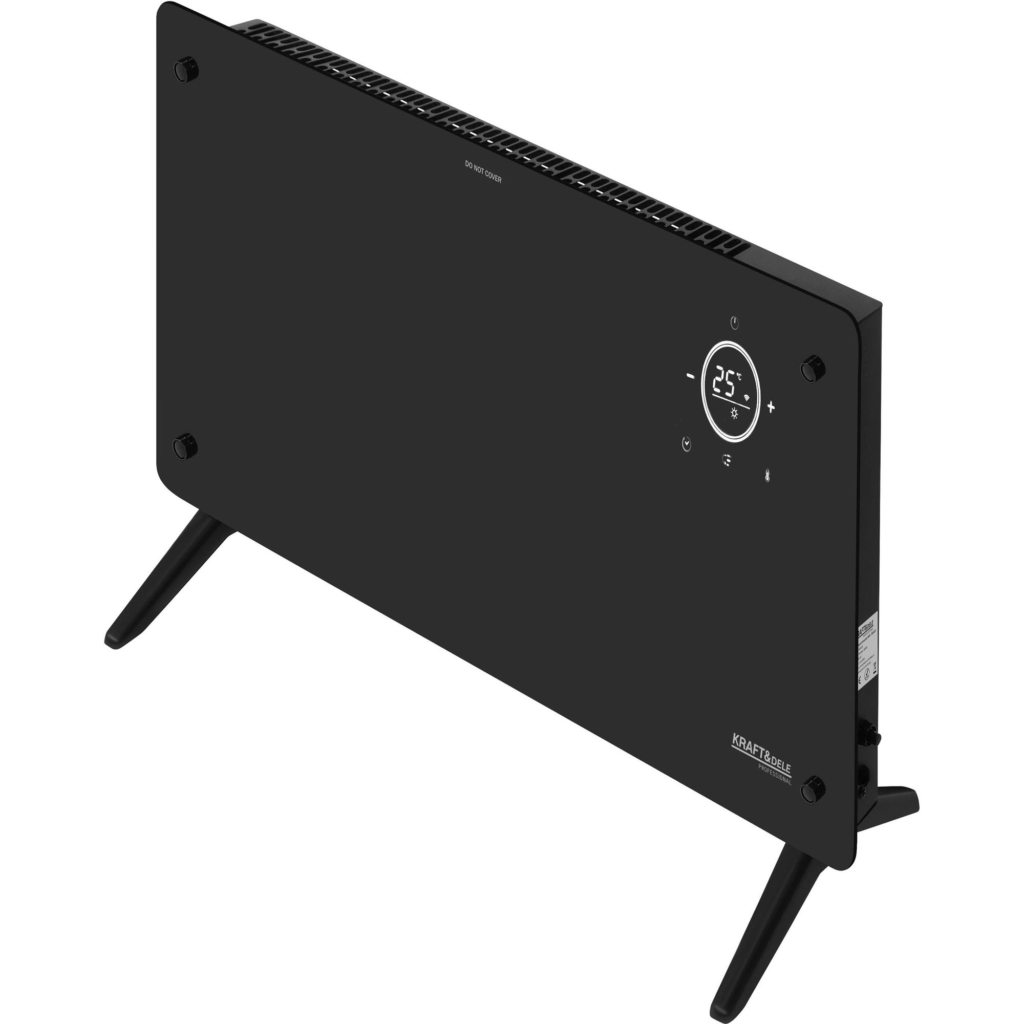 KRAFT&DELE | Glaskonvektor Glasheizung Elektroheizkörper, 2500W mit WLAN, Fernbedienung Elektroheizung Stand