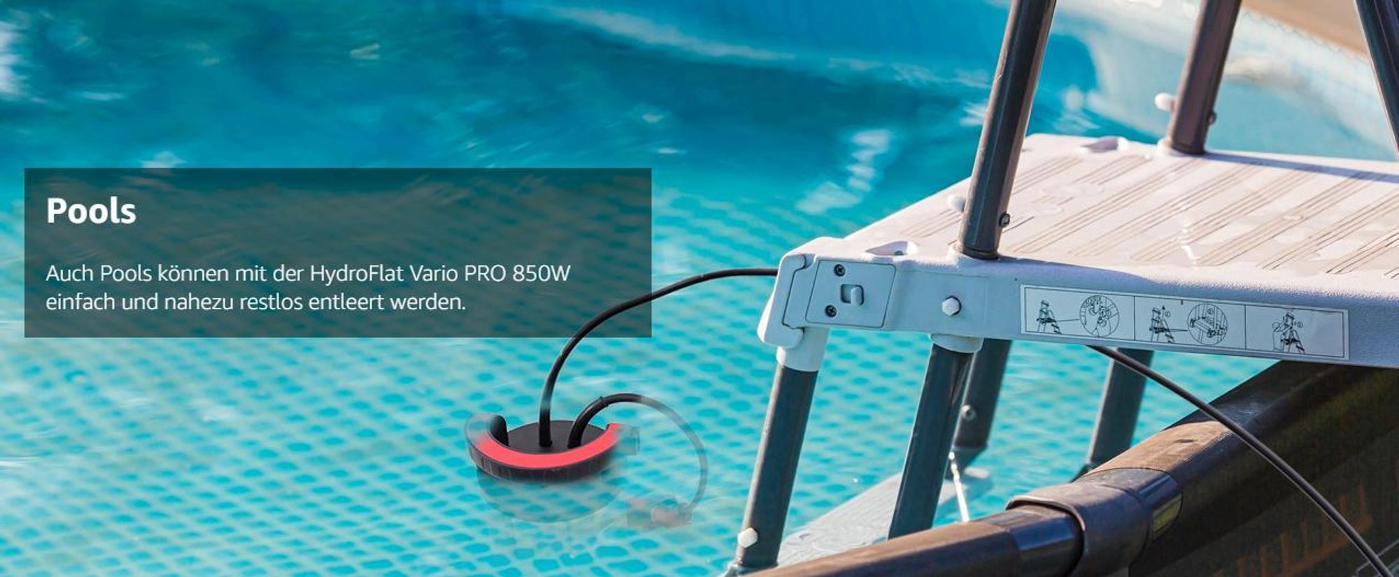 Belko® HydroFlat Vario Pro 850W – Flachsaugend bis 1 mm, 15.000 l/h, Edelstahlgehäuse, Schwimmerschalter, Anschlüsse Ø 25/32/11/2 Zoll, ideal für Keller, Pool, Baustelle und Schmutzwasser