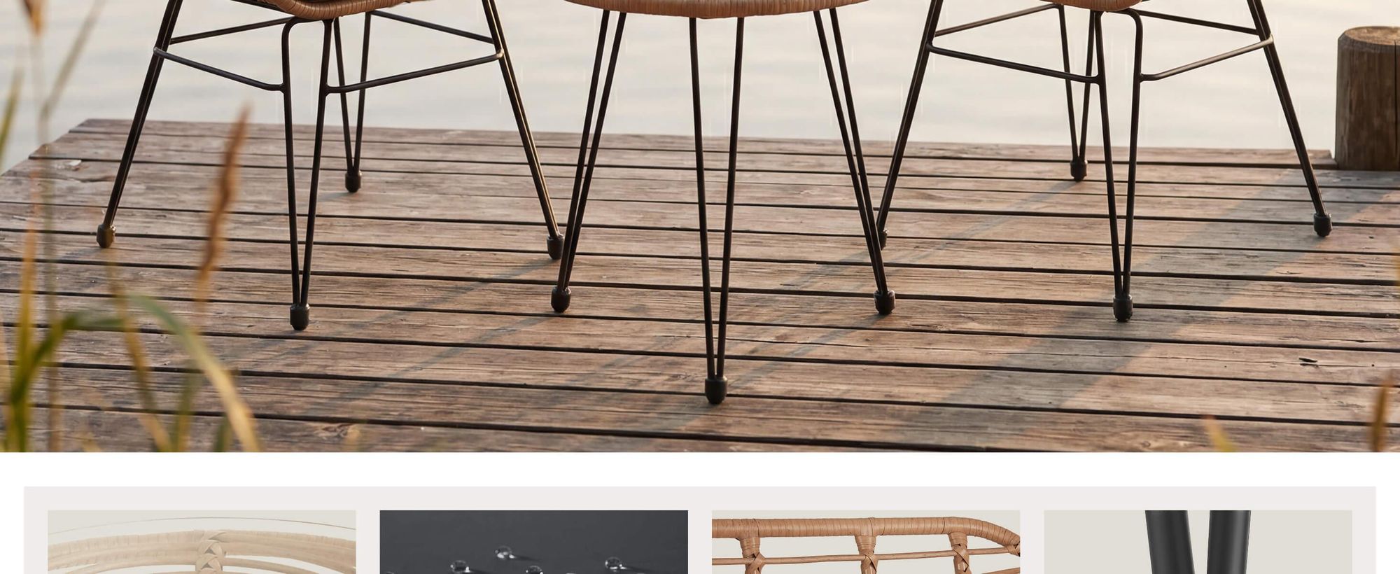 tectake® Rattan Sitzgruppe Molfetta 2+1 - UV Beständiges Polyrattan - Naturfarben - Wasserabweisend - Glasplatte abnehmbar