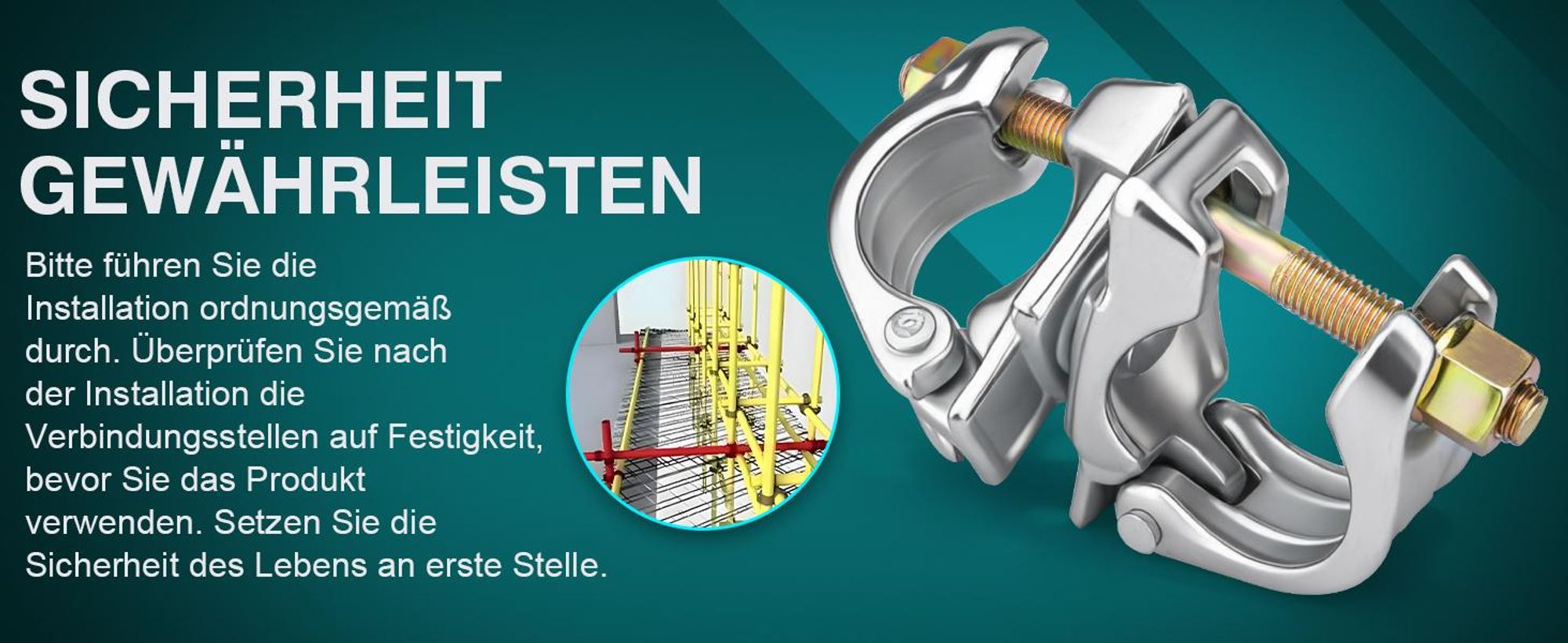 2 Stück Gerüstklemme 48-60 mm Feuerverzinkt S235JR Stahllegierung, 360° Drehbare Gerüstkupplung, Rostfrei, Stabile, Drehkupplung Gerüst, Stahlkupplung