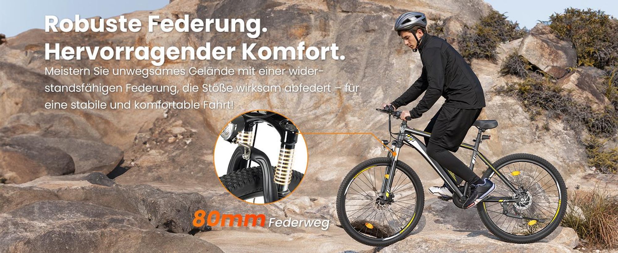Touroll U1 26 E-Bike 26 Zoll 250W 468Wh Shimano 21-Gang 65km Reichweite StVZO IPX4 Schwarz