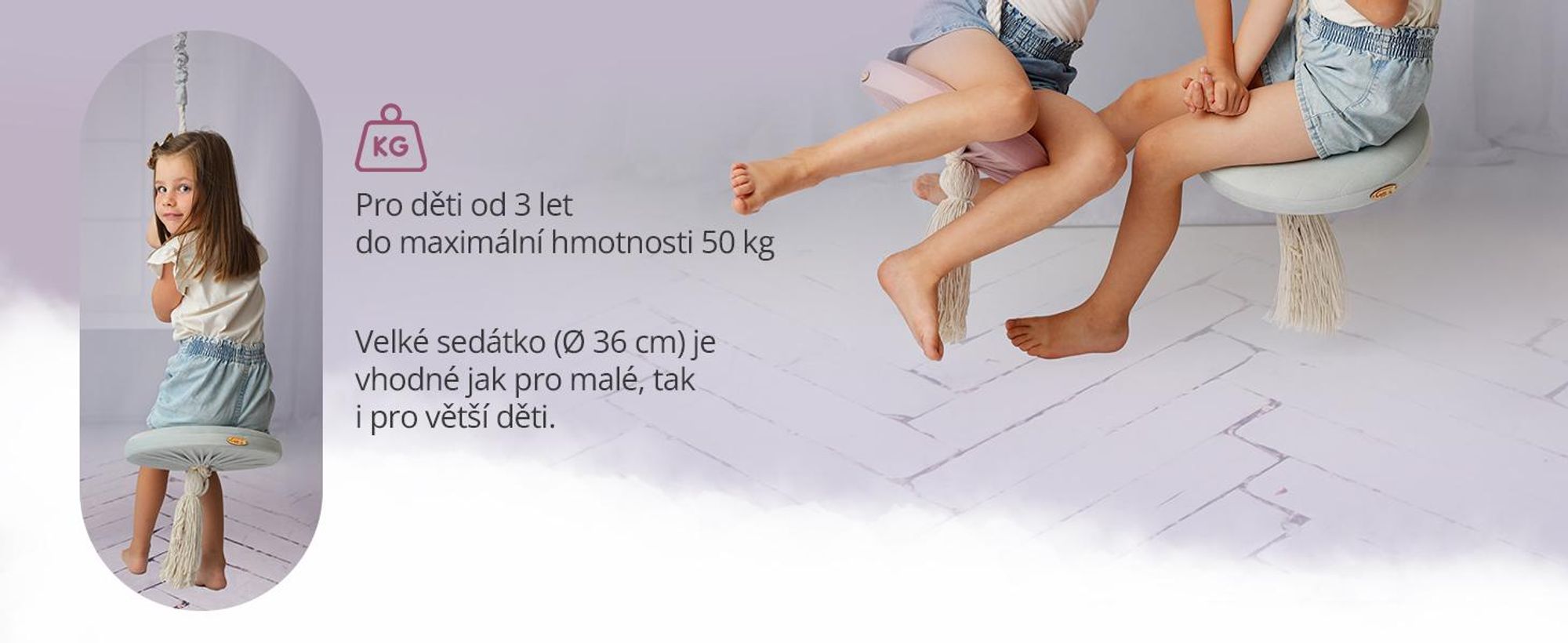Create for you® - Kruhová Houpačka Pro Děti Do Interiéru, S Bavlněným Lanem, Kulatá Dětská Houpačka Do Interiéru, Měkké Sedátko, Průměr 36 cm - Béžová