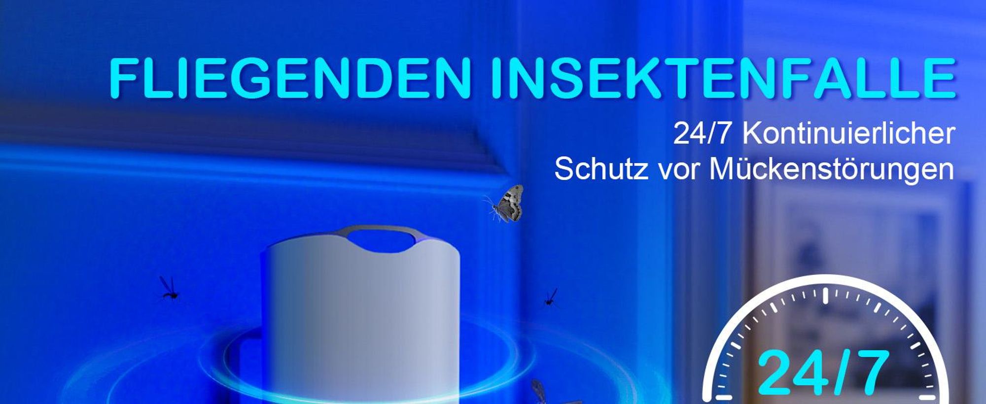UV Insektenvernichter, Insektenfalle Elektrisch, Fliegenfalle Innenbereich, Elektrischer Insektenstecke, Gegen Obstfliegen, Fliegen, Motten, Mücken