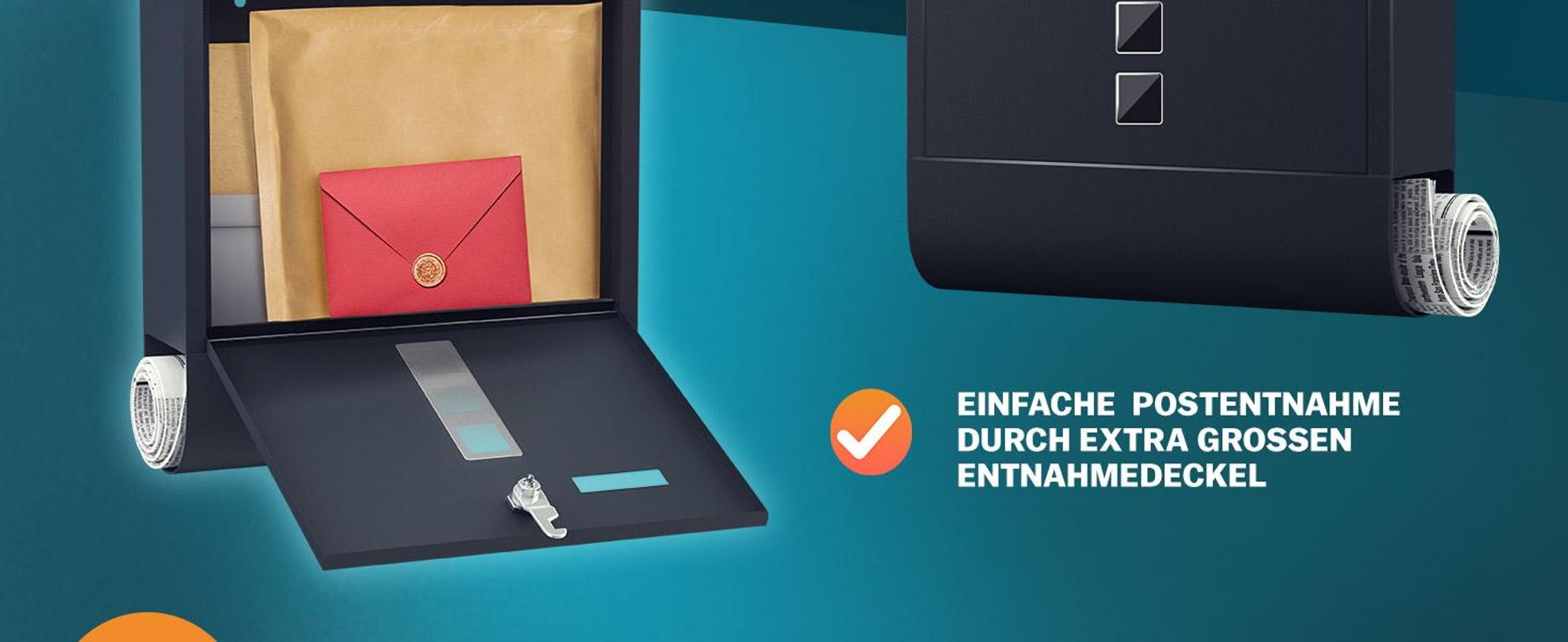MONZANA® Briefkasten Kreuzschloss mit Kupfer-Schließzylinder drehbare Abdeckung 31x10x34 cm Sichtfenster Namensschild Zeitungsfach einfache Montage legierter Stahl 2 Schlüssel Postkasten Anthrazit