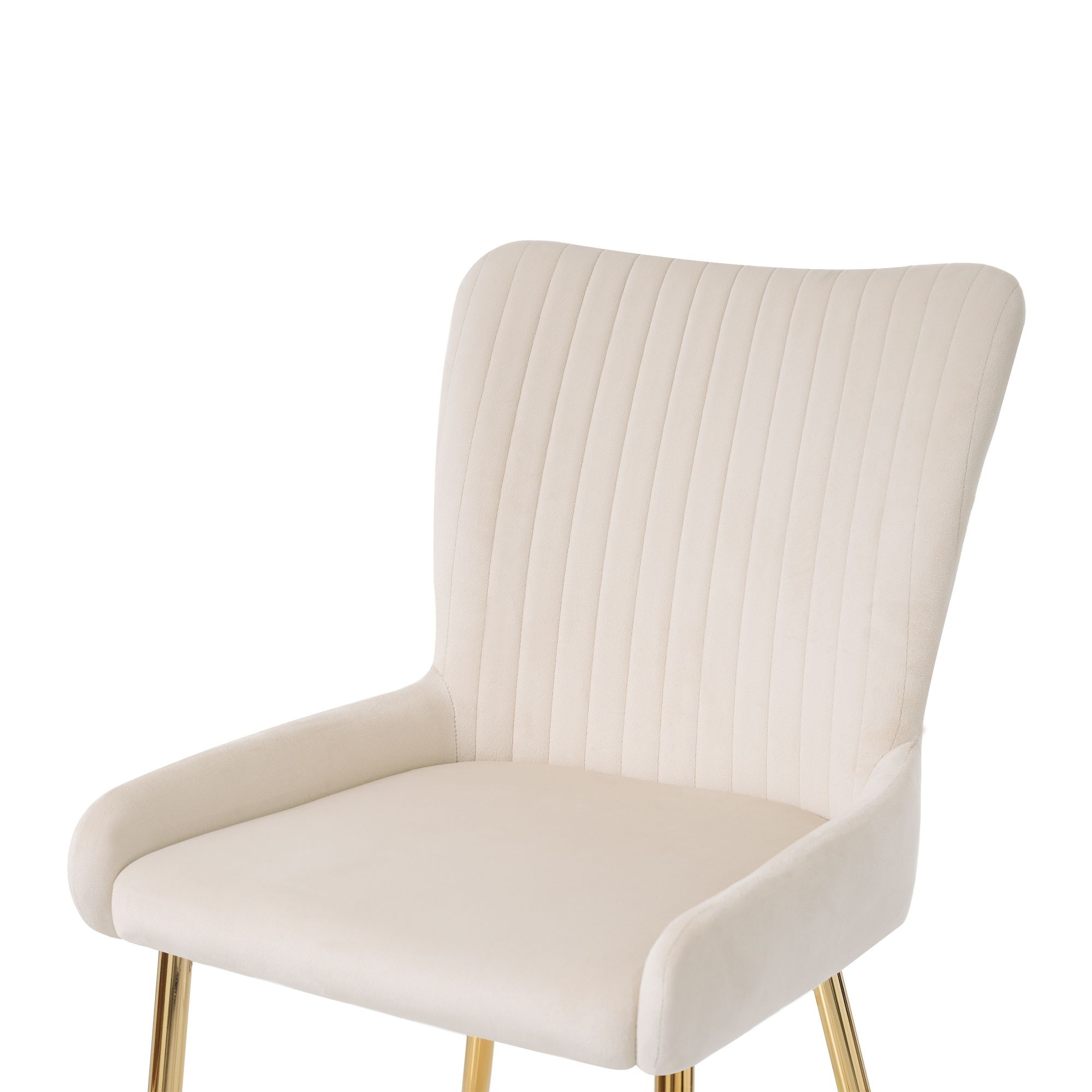 Flieks Esszimmerstühle 4er Sets, Küchenstühle mit Golden Metallbeinen, Wohnzimmerstuhl Schminkstuhl Polsterstühle mit Samtbezug, Beige