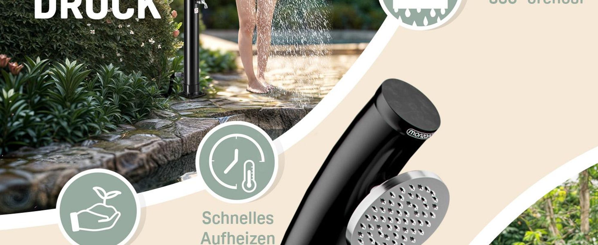 Monzana Solardusche 20 Liter mit Schutzhaube