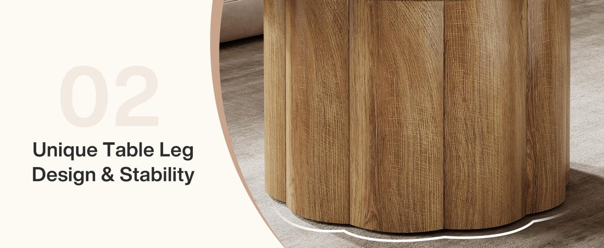Tribesigns 80 cm runder Couchtisch, runder Cocktailtisch im Landhausstil, mit geriffeltem Trommelfuß, aus Holz für Wohnungen, kleine Räume, Braun