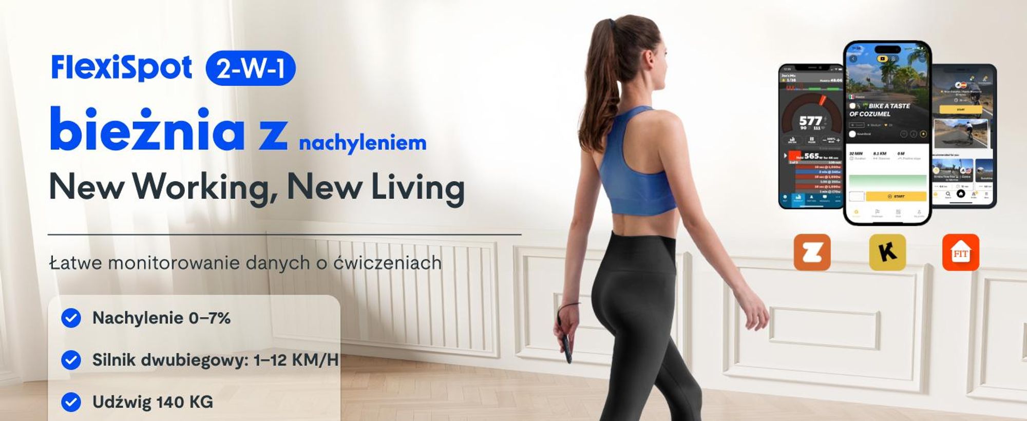 Bieżnia FLEXISPOT, maty do chodzenia 3 w 1, prędkość 1–12 km/h, obciążenie do 140 kg, z funkcją aplikacji, wyświetlaczem LED, pilotem zdalnego sterowania, smarami do użytku domowego i biurowego, kolor czarny