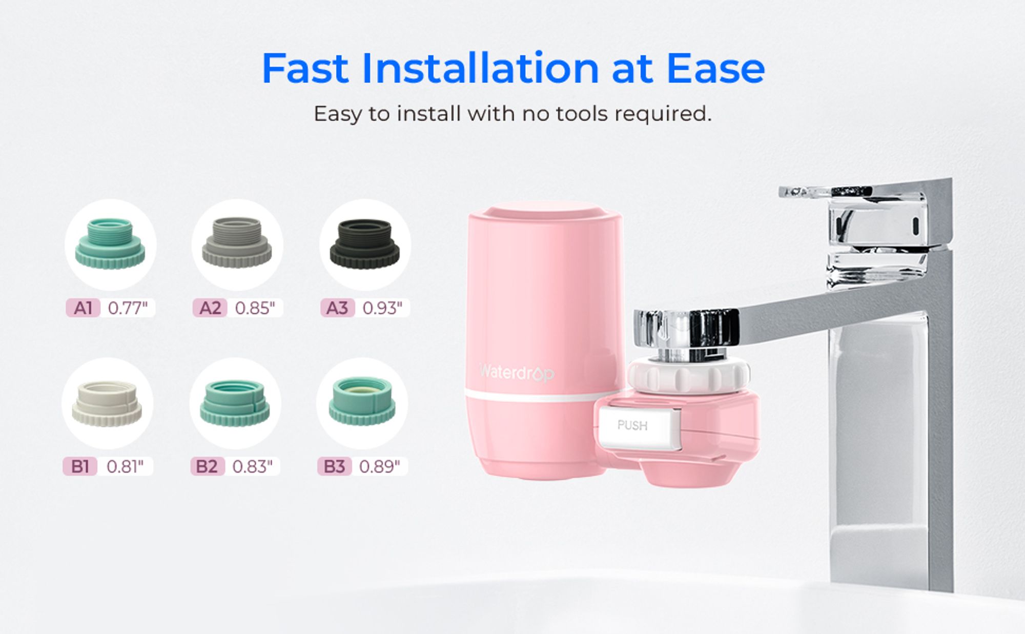 Waterdrop Ultrafiltrationssystem zur Hautpflege, Wasserfilter für den Wasserhahn,WD-FC-02, Passt auf Standardhähne, Rosa (1 Filter)