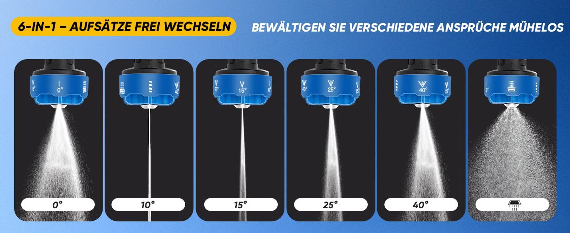 Auto Hochdruckreiniger, Tragbare Hochdruckauto-Waschmaschine, kabellose Akku Hochdruckreiniger, 6-in-1-Düse |10-Gang-Einstellung für /Zäune/Einfahrten