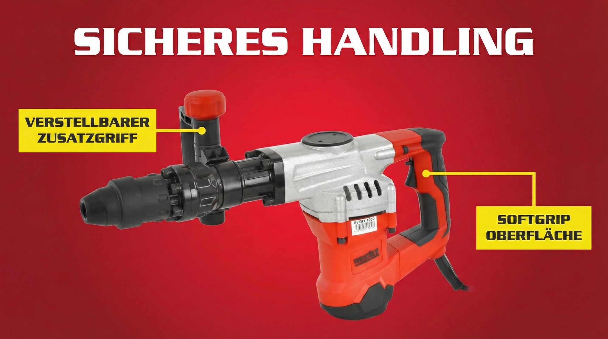 HECHT 1090 Stemmhammer SDS Max | 1300 W | 2 Kohlebürsten | 15 J | mit Koffer und viel Zubehör