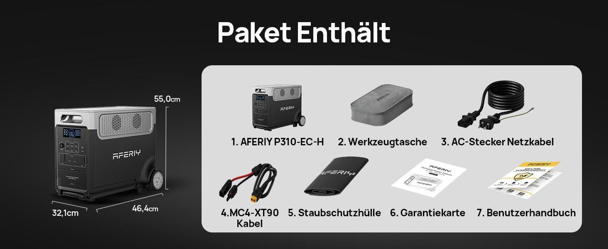 AFERIY P310 Powerstation Host 3840Wh/3600W mit erweiterbarer LiFePO4 Batterie