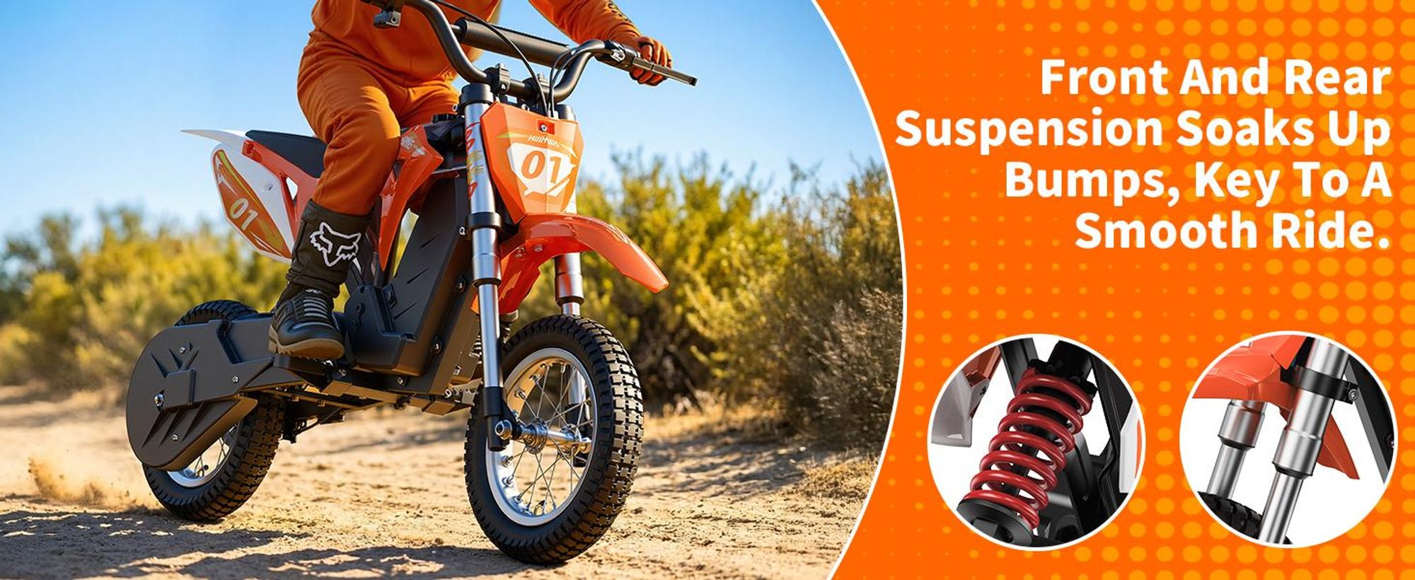 HillMiles Elektro Motorrad Kinder von 4-12 Jahren mit 36V 4Ah Akku, 20 km Reichweite, Doppelfederung, 3-Gang-Elektromotorrad, MileRocket 1