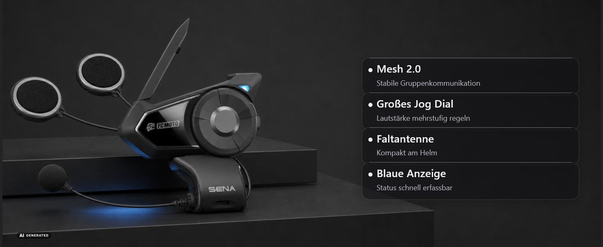 Sistema de comunicación Bluetooth Sena 30K HD, edición para motocicletas, kit individual