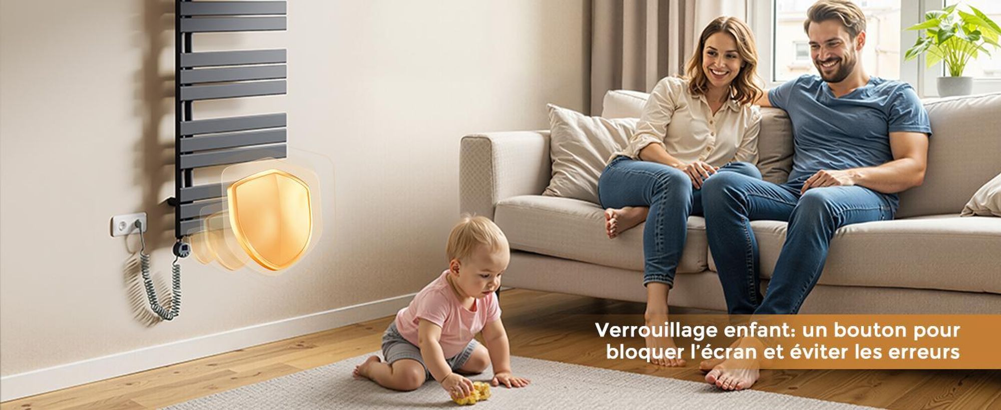 S'AFIELINA thermoplongeur avec thermostat 900W, minuterie programmable & affichage LCD, WiFi, pour radiateur de salle de bain, acier inoxydable, contrôle intelligent, anthracite