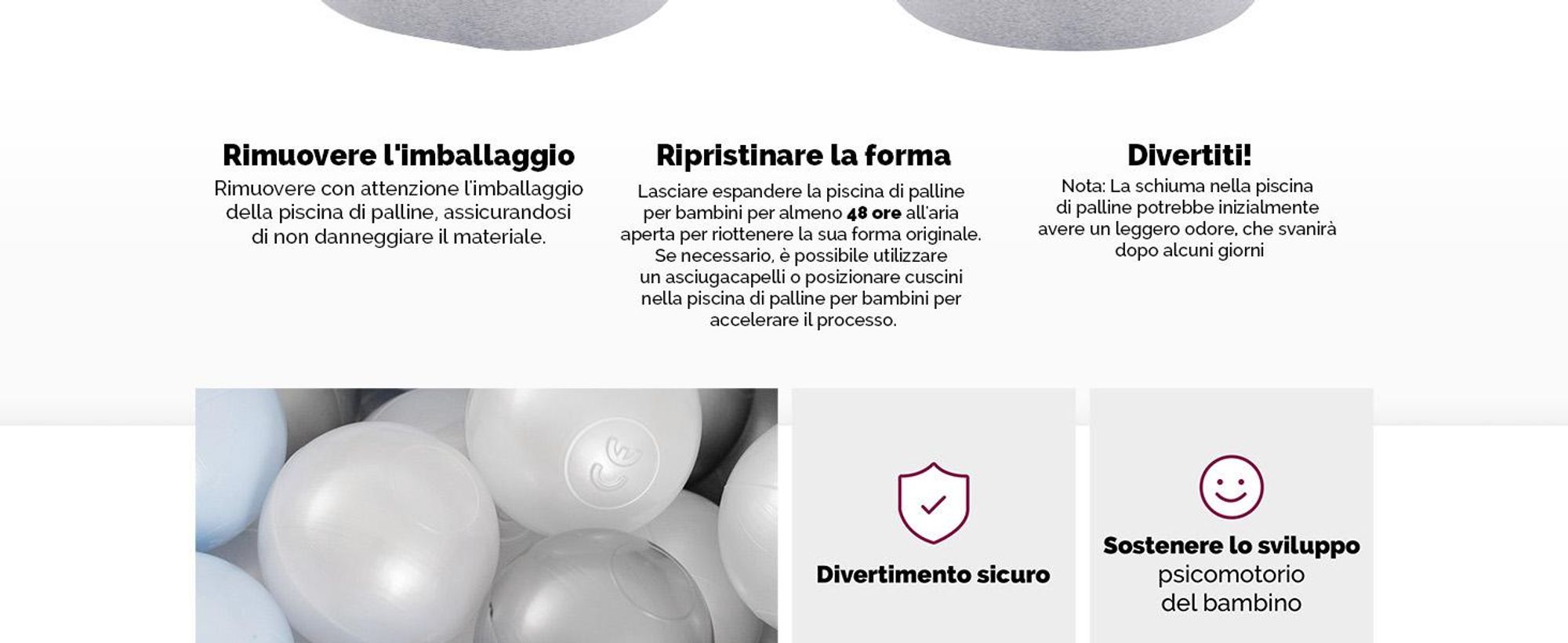 MISIOO Smart ball bath 90 x 30 cm/200 palline - palline per bagno per bambini - palline per bagno - giocattoli per bambini - grigio chiaro: azzurro/perline/argento