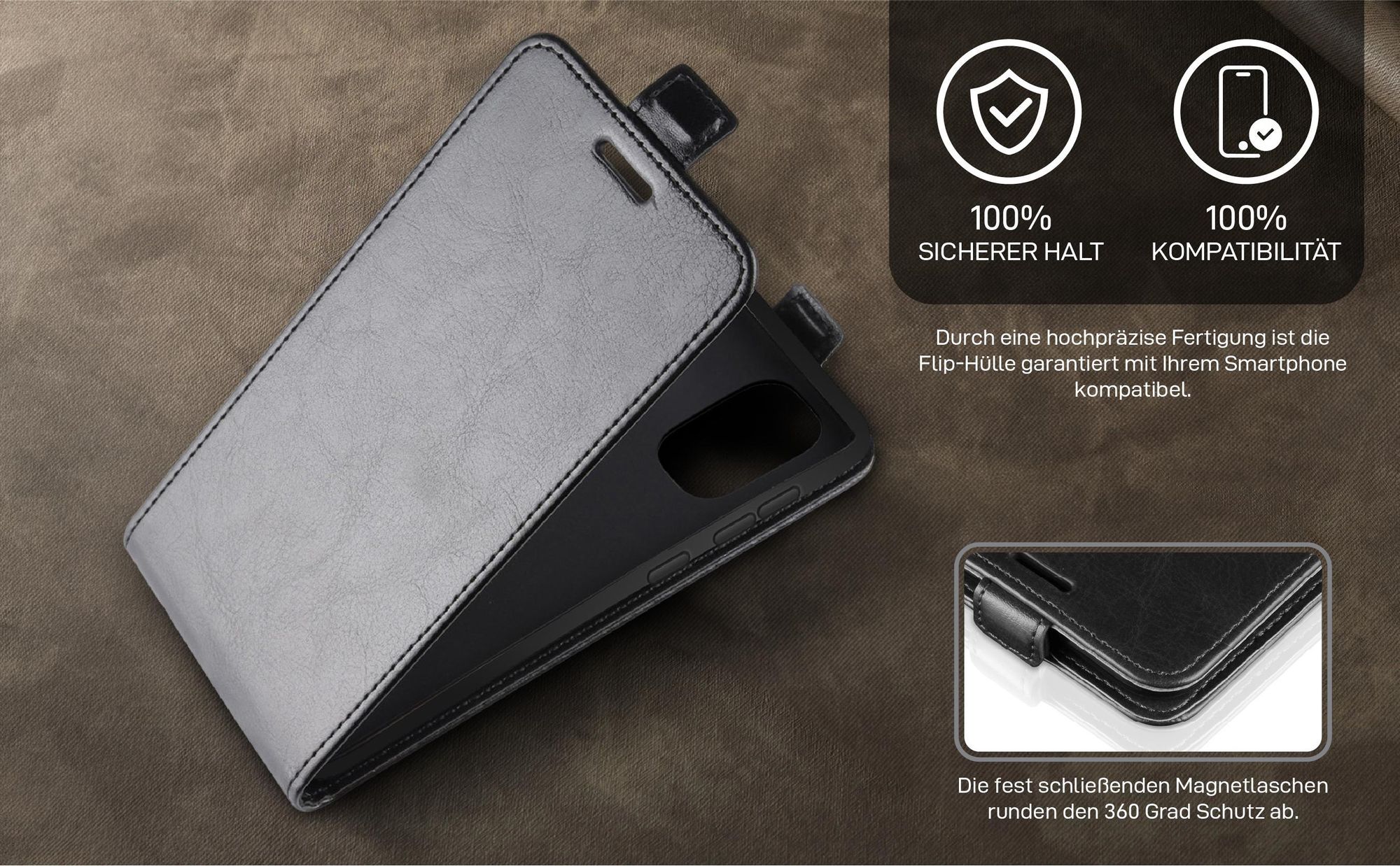 Smartphone Case in Schwarz für Samsung Galaxy A71 mit Magnetlasche