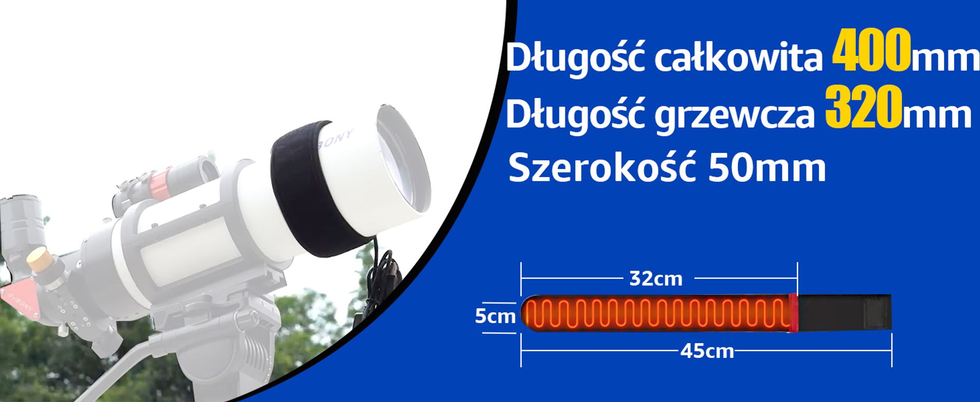 Svbony SV172 Podgrzewacz obiektywu teleskopu Svbony SV172 z regulatorem temperatury USB, podgrzewacz okularu obiektywu, 320 mm teleskop kamery przed rosą i wilgocią