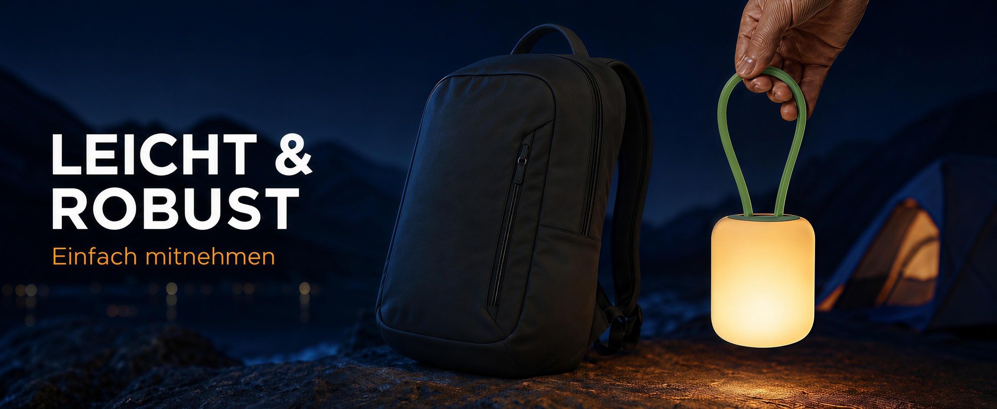 2er LED Campinglampe,USB-Aufladung Nachtlicht,flexible Outdoorlampe zum Aufhängen,Hinstellen und Montieren,dimmbare Handyhalter Campingleuchte,Grün
